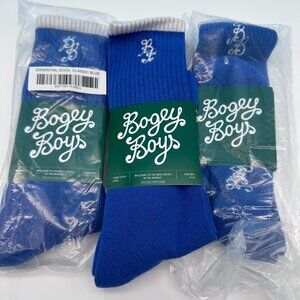 Bundle of 3 Pair Bogey Boys Essential Crew Long Golf Socks,‎ Size M/L 9-12, Blue